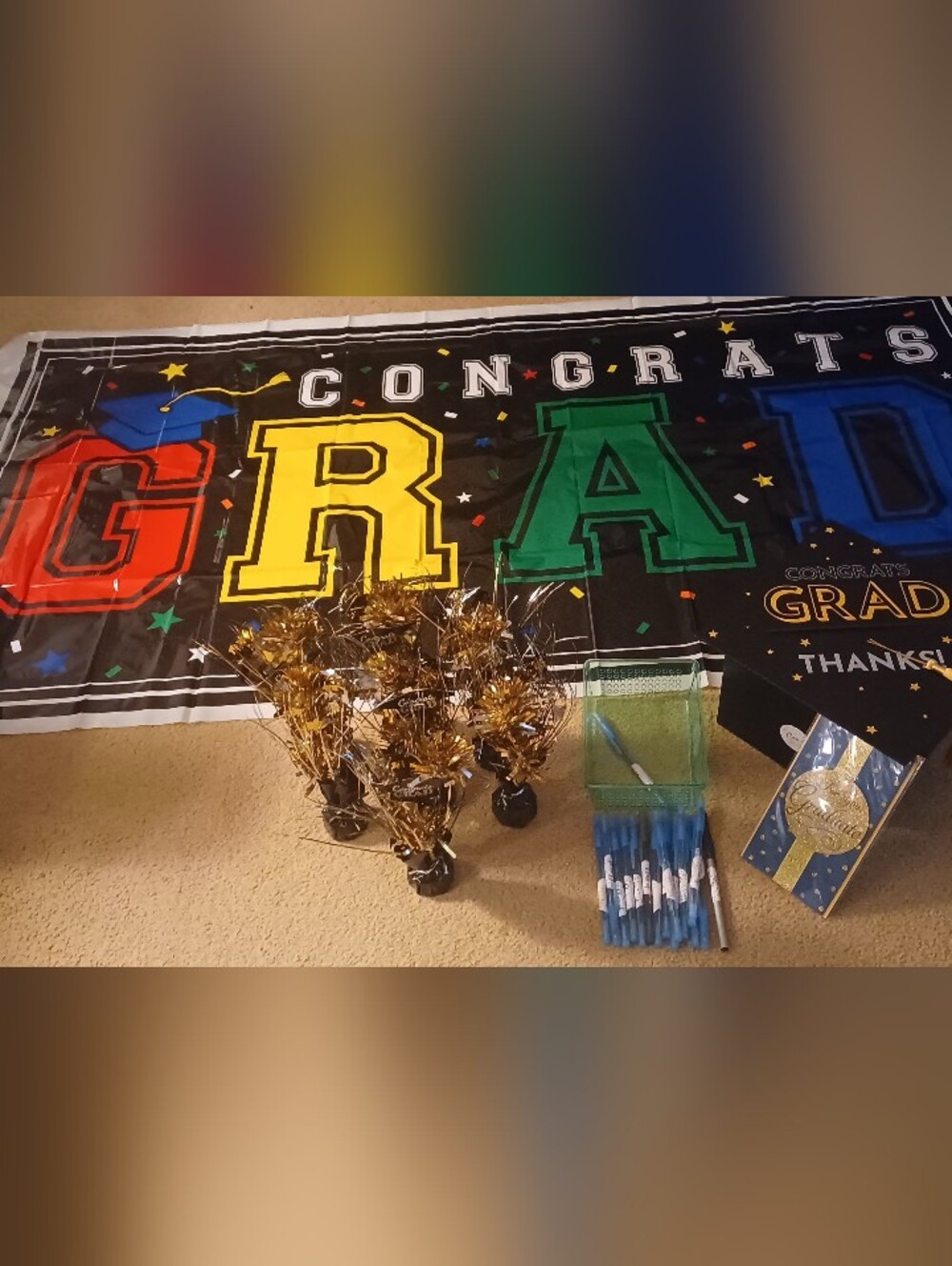 🎓 Graduation Party Supplies Banner Card Box Table Decorations Pens Card